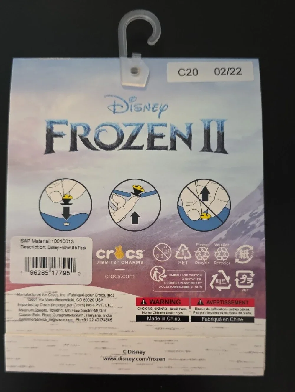 CROCS Frozen II Jibbitz Charms - Blue, White, Teal, Black, Purple